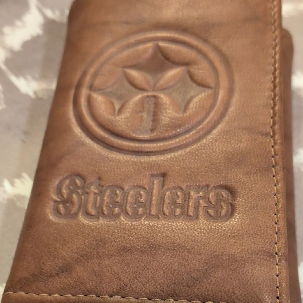 Steelers Embossed Brown Trifold Wallet